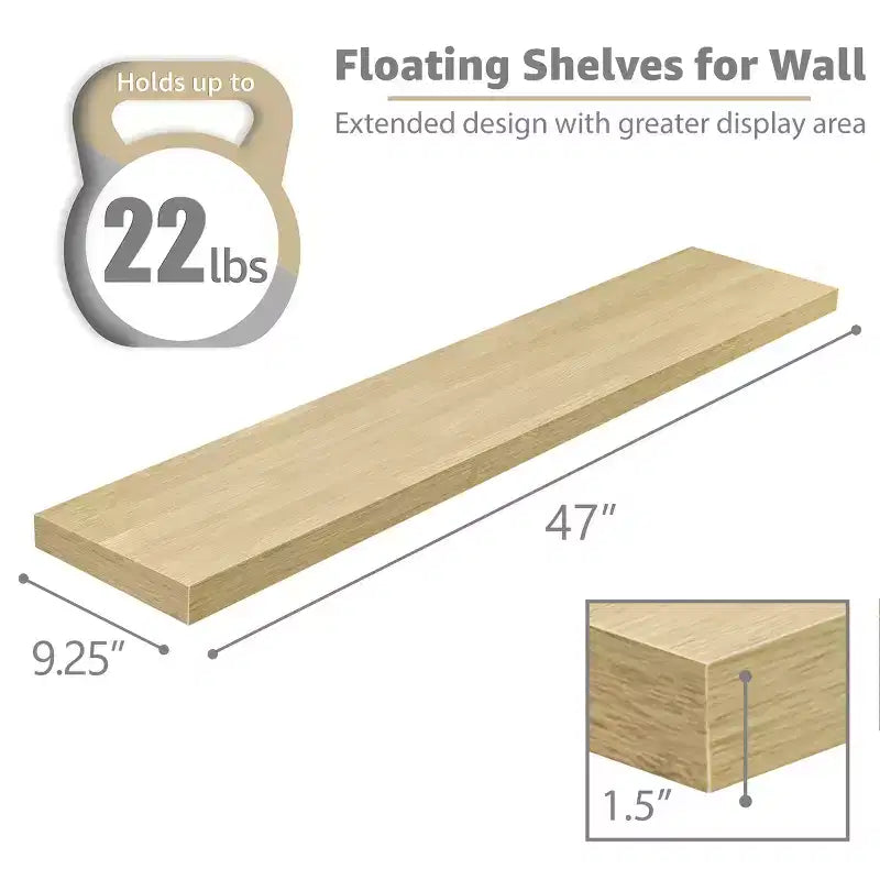 Sorbus 2 Pack 47 x 9.25 Inch Wall Mounted Floating Shelves - Stylish and Functional Storage