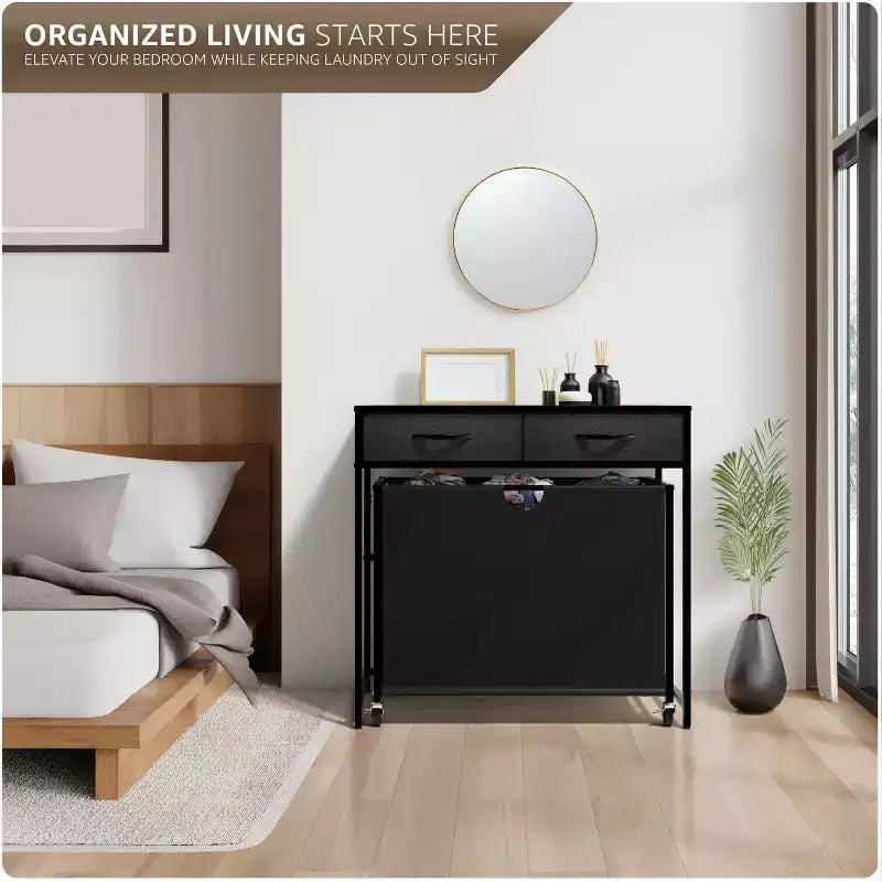 Sorbus Dresser with 3 Section Laundry Hamper and 2 Drawers for Laundry Room Organization