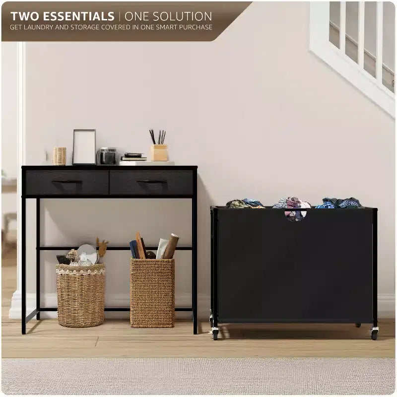 Sorbus Dresser with 3 Section Laundry Hamper and 2 Drawers for Laundry Room Organization
