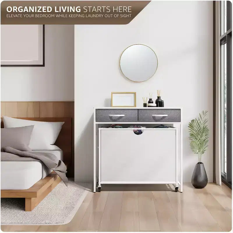Sorbus Dresser with 3 Section Laundry Hamper and 2 Drawers for Laundry Room Organization