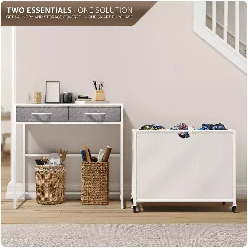 Sorbus Dresser with 3 Section Laundry Hamper and 2 Drawers for Laundry Room Organization