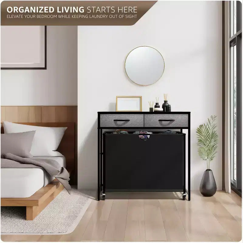 Sorbus Dresser with 3 Section Laundry Hamper and 2 Drawers for Laundry Room Organization