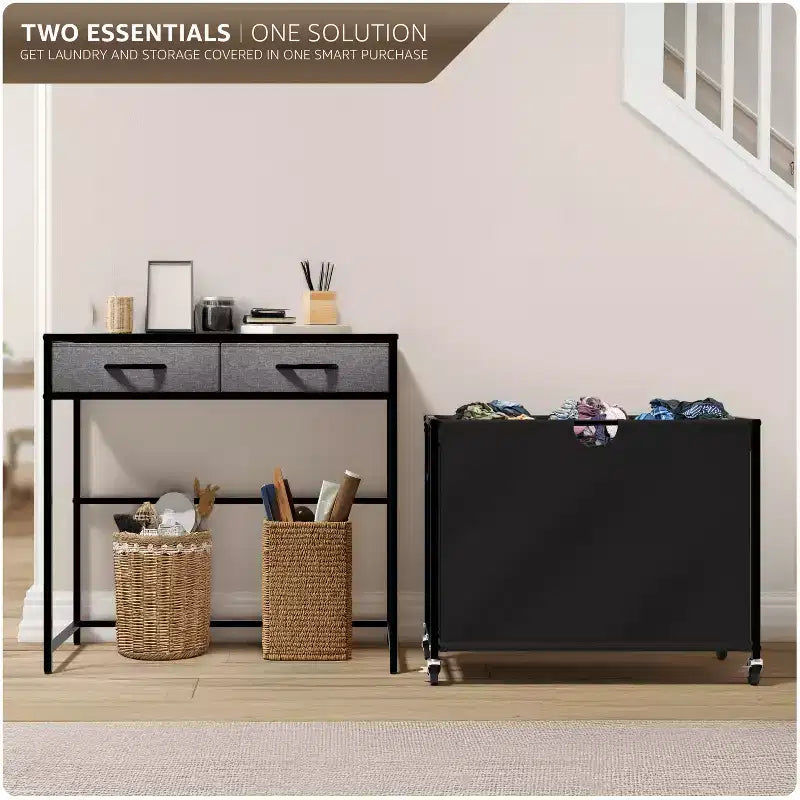 Sorbus Dresser with 3 Section Laundry Hamper and 2 Drawers for Laundry Room Organization
