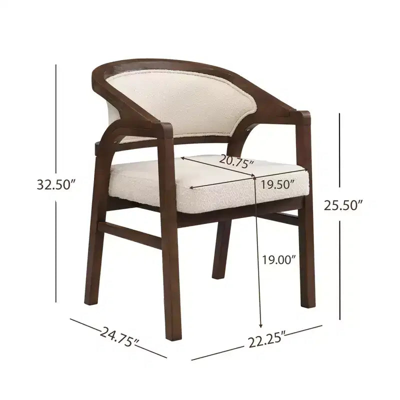 Christopher Knight Home Appleby Rubberwood Upholstered Dining Arm Chair with Curved Design (Set of 2)