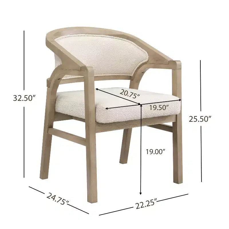 Christopher Knight Home Appleby Rubberwood Upholstered Dining Arm Chair with Curved Design (Set of 2)