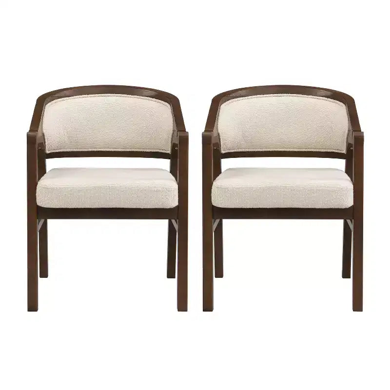 Christopher Knight Home Appleby Rubberwood Upholstered Dining Arm Chair with Curved Design (Set of 2)