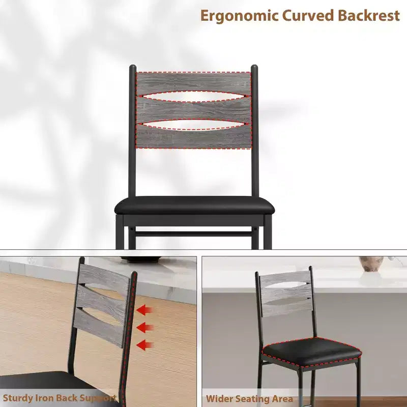 GustoWave Thick Cushioned Bar Stools Set of 2 - Faux Leather Stools with Wood Backrest