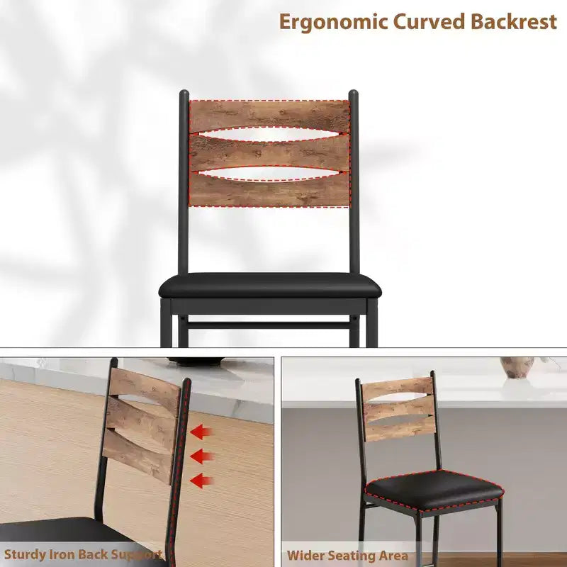 GustoWave Thick Cushioned Bar Stools Set of 2 - Faux Leather Stools with Wood Backrest