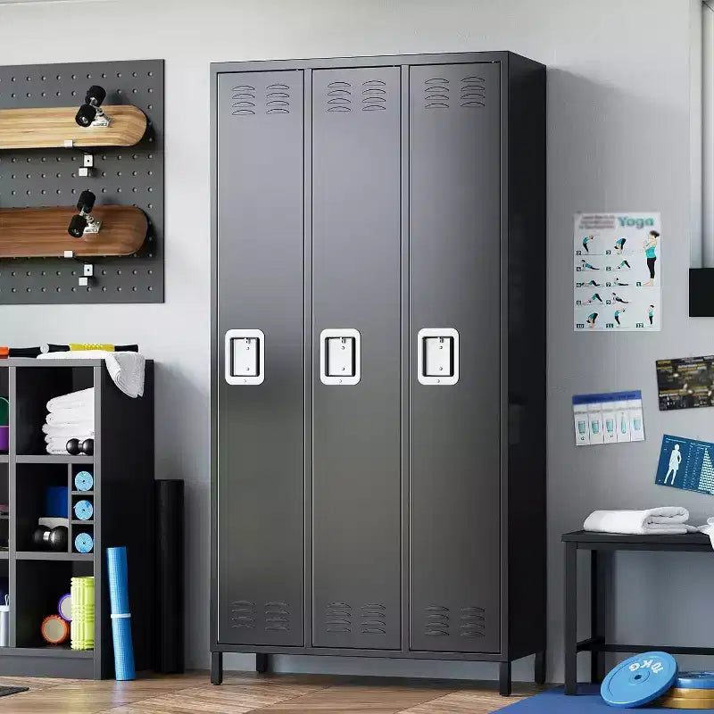 Metal Lockers for Employee, Storage Locker Cabinet with 3 Door Combination, Steel Locker Cabinet for Home, Office, School, Gym, Assembly Required
