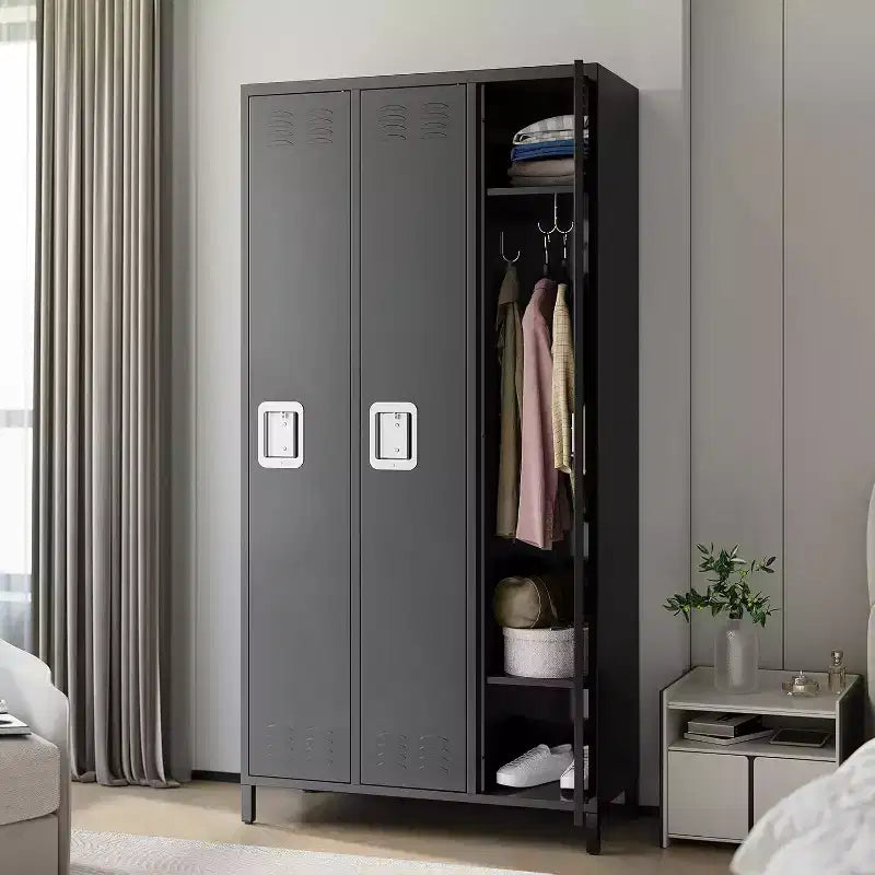Metal Lockers for Employee, Storage Locker Cabinet with 3 Door Combination, Steel Locker Cabinet for Home, Office, School, Gym, Assembly Required