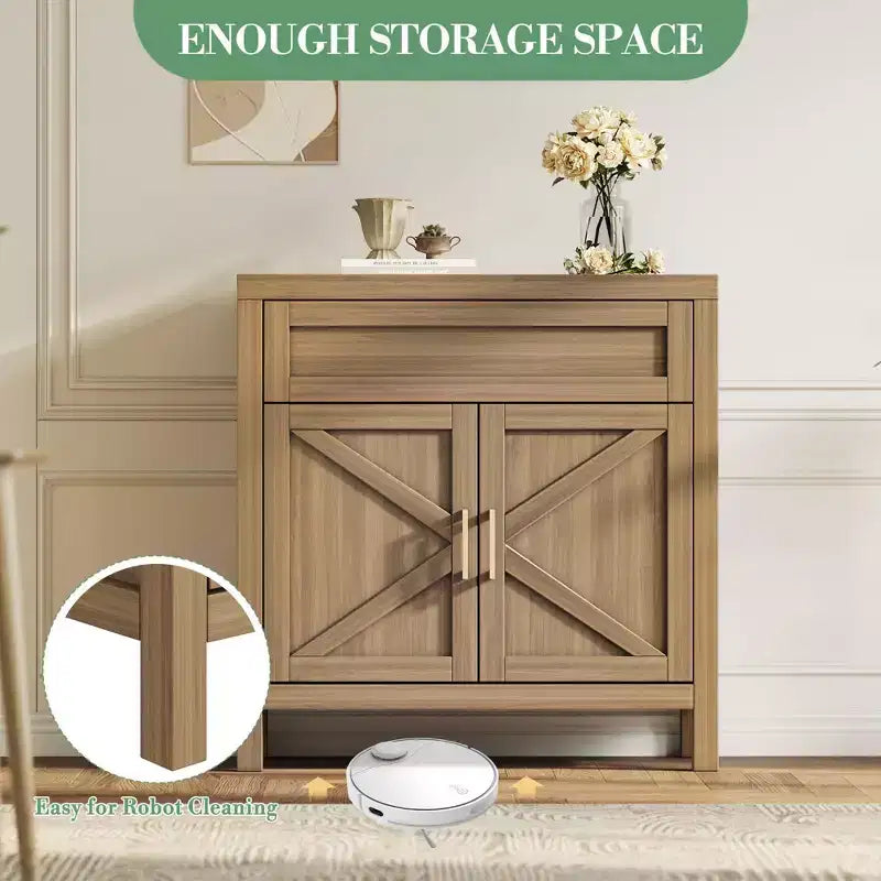 1 Drawer and 2 Doors,Storage Cabinet, Modern Sideboard Buffet Cabinet with Adjustable Shelf,