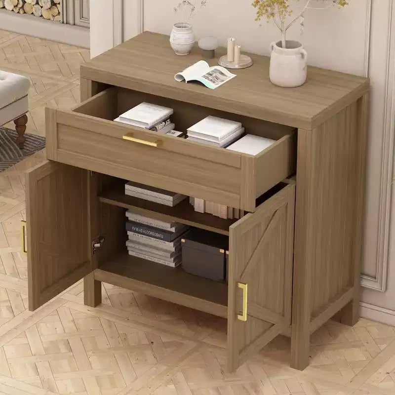 1 Drawer and 2 Doors,Storage Cabinet, Modern Sideboard Buffet Cabinet with Adjustable Shelf,