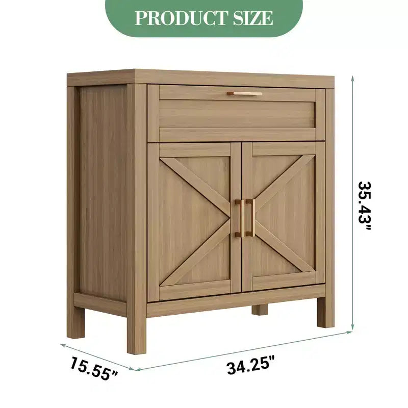 1 Drawer and 2 Doors,Storage Cabinet, Modern Sideboard Buffet Cabinet with Adjustable Shelf,