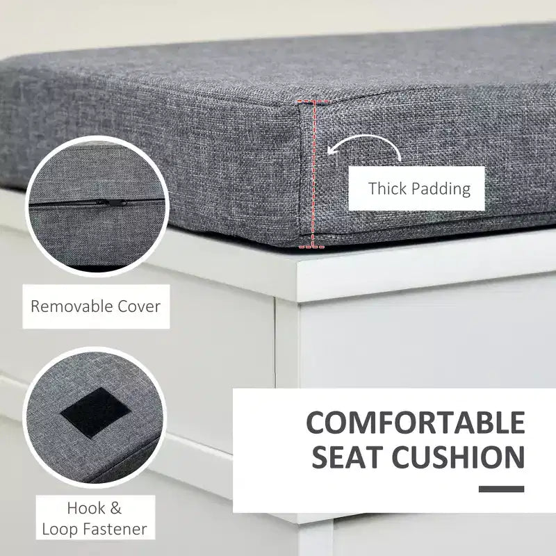 Modern Shoe Storage Bench, Entry Way Bench with Cushion, 2 Drawers, Storage Ottoman Bench, Holds 8 Pairs