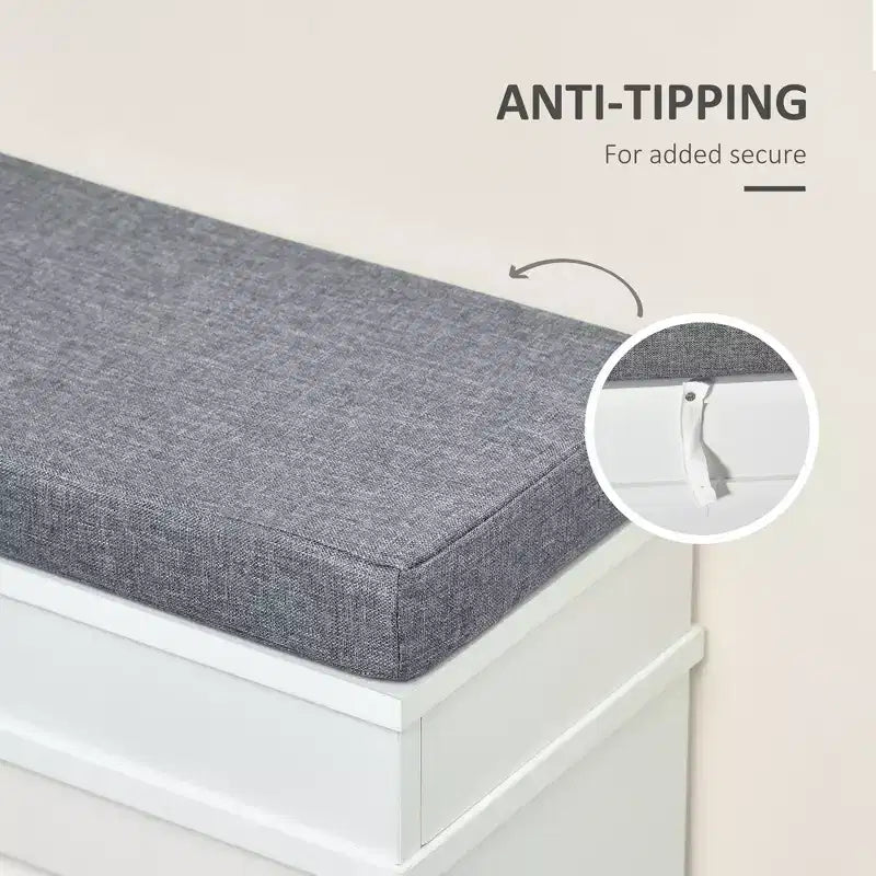 Modern Shoe Storage Bench, Entry Way Bench with Cushion, 2 Drawers, Storage Ottoman Bench, Holds 8 Pairs
