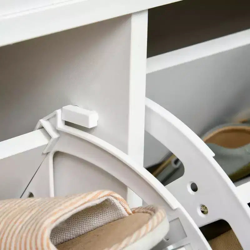 Modern Shoe Storage Bench, Entry Way Bench with Cushion, 2 Drawers, Storage Ottoman Bench, Holds 8 Pairs