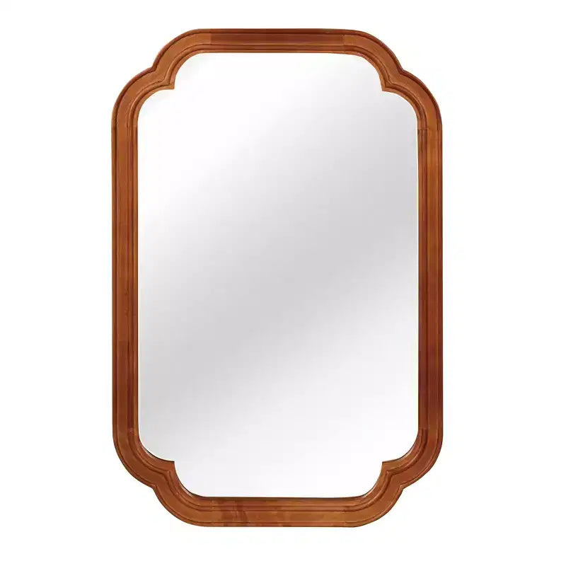PexFix 24 x 36 Rounded Corner Solid Wood Frame Decorative Mirror Modern Farmhouse Wall Mirror For Bedroom Bathroom Living Room Entryway Brown