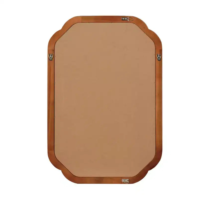 PexFix 24 x 36 Rounded Corner Solid Wood Frame Decorative Mirror Modern Farmhouse Wall Mirror For Bedroom Bathroom Living Room Entryway Brown