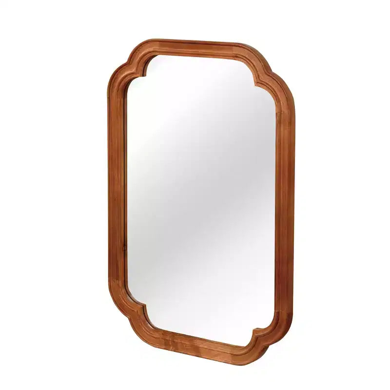 PexFix 24 x 36 Rounded Corner Solid Wood Frame Decorative Mirror Modern Farmhouse Wall Mirror For Bedroom Bathroom Living Room Entryway Brown