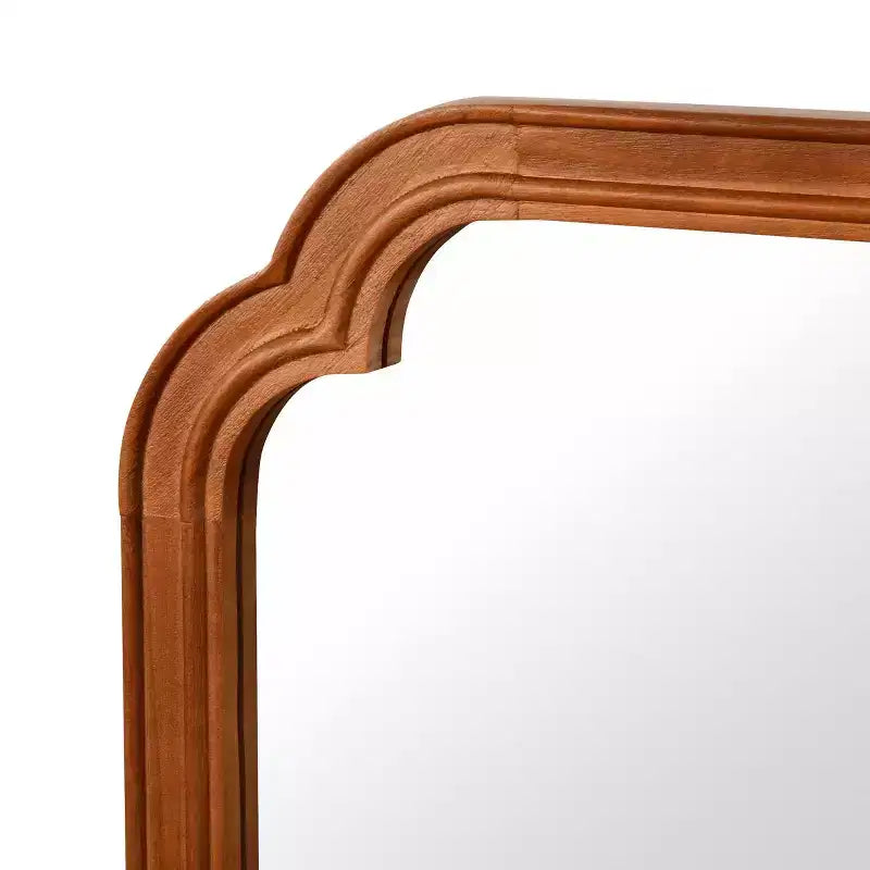 PexFix 24 x 36 Rounded Corner Solid Wood Frame Decorative Mirror Modern Farmhouse Wall Mirror For Bedroom Bathroom Living Room Entryway Brown