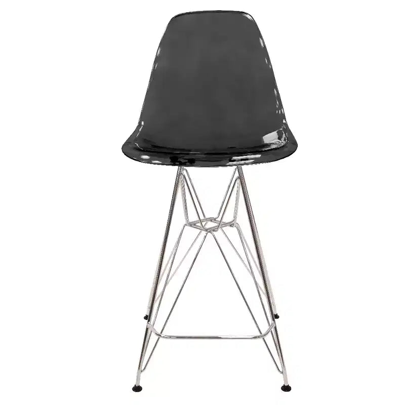 LeisureMod Cresco Modern Acrylic Barstool Lightweight Steel Frame and Footrest Counter Stool for Kitchen Island, Home Bar, or Dining Area Set of 2