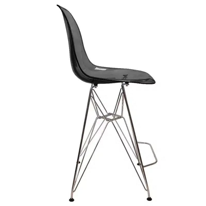 LeisureMod Cresco Modern Acrylic Barstool Lightweight Steel Frame and Footrest Counter Stool for Kitchen Island, Home Bar, or Dining Area Set of 2