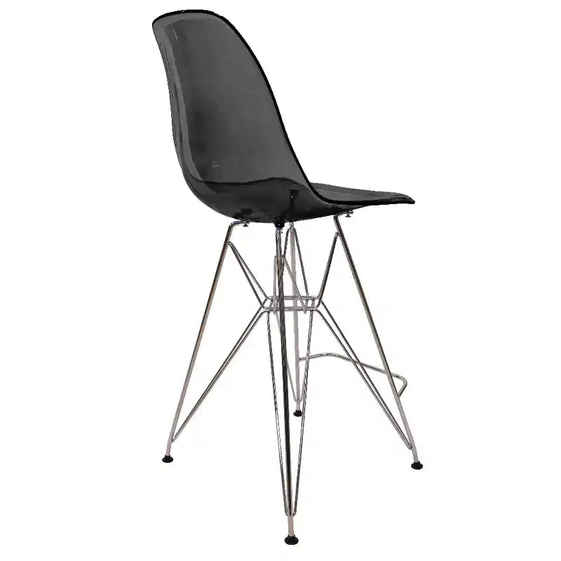 LeisureMod Cresco Modern Acrylic Barstool Lightweight Steel Frame and Footrest Counter Stool for Kitchen Island, Home Bar, or Dining Area Set of 2