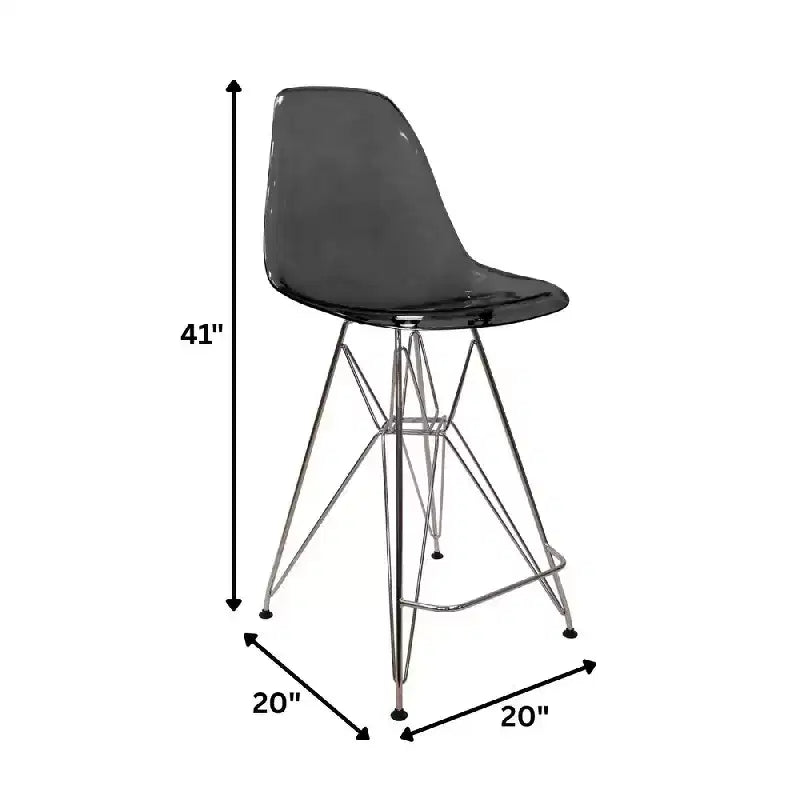 LeisureMod Cresco Modern Acrylic Barstool Lightweight Steel Frame and Footrest Counter Stool for Kitchen Island, Home Bar, or Dining Area Set of 2