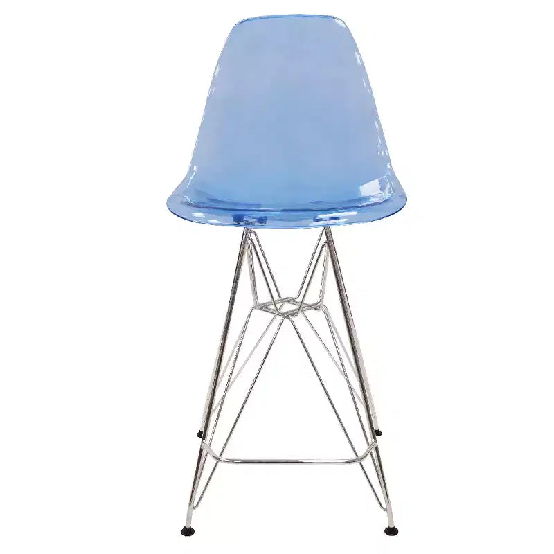 LeisureMod Cresco Modern Acrylic Barstool Lightweight Steel Frame and Footrest Counter Stool for Kitchen Island, Home Bar, or Dining Area Set of 2