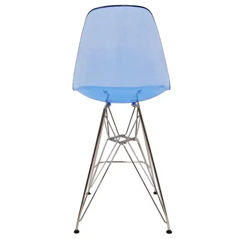 LeisureMod Cresco Modern Acrylic Barstool Lightweight Steel Frame and Footrest Counter Stool for Kitchen Island, Home Bar, or Dining Area Set of 2