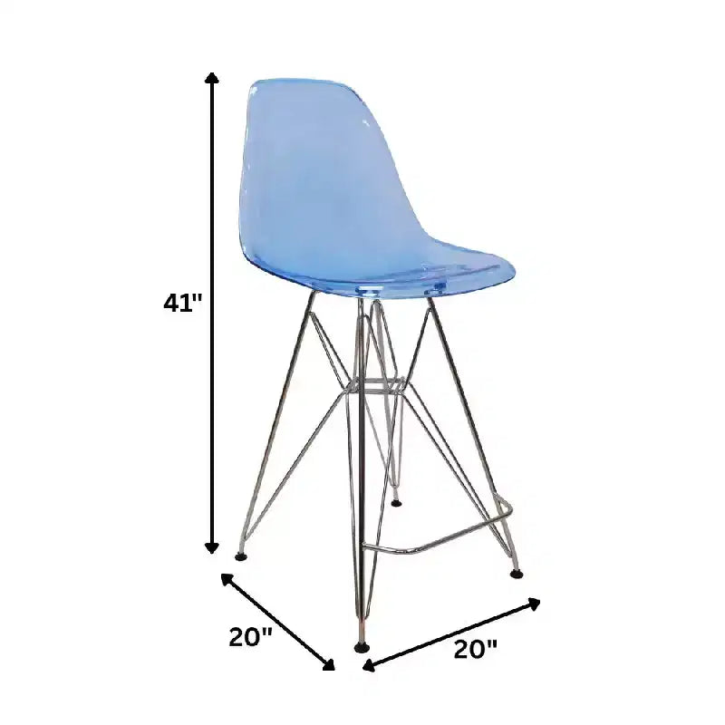 LeisureMod Cresco Modern Acrylic Barstool Lightweight Steel Frame and Footrest Counter Stool for Kitchen Island, Home Bar, or Dining Area Set of 2