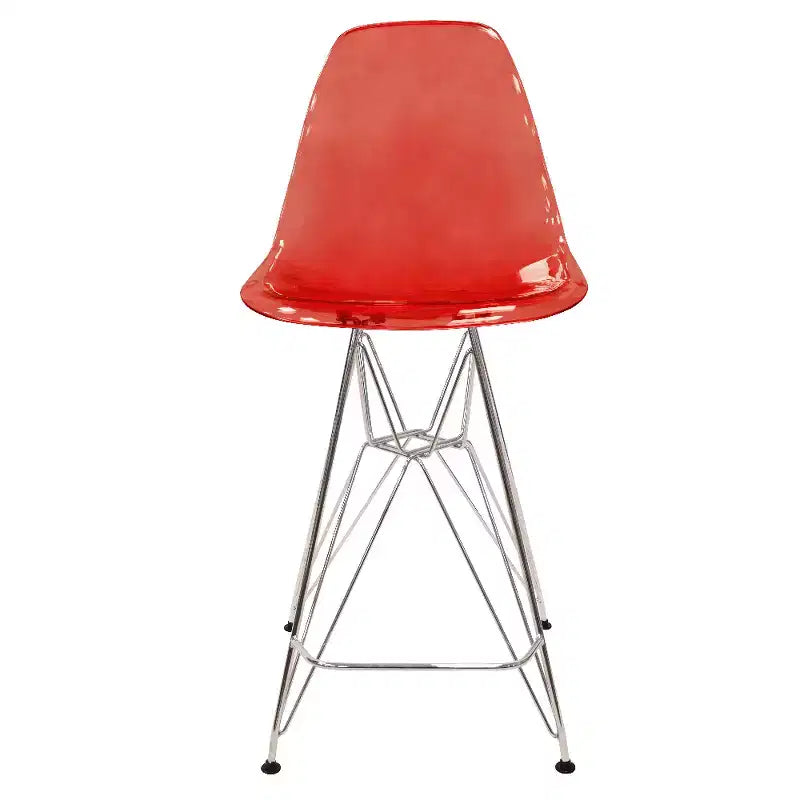 LeisureMod Cresco Modern Acrylic Barstool Lightweight Steel Frame and Footrest Counter Stool for Kitchen Island, Home Bar, or Dining Area Set of 2