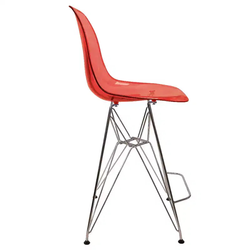 LeisureMod Cresco Modern Acrylic Barstool Lightweight Steel Frame and Footrest Counter Stool for Kitchen Island, Home Bar, or Dining Area Set of 2