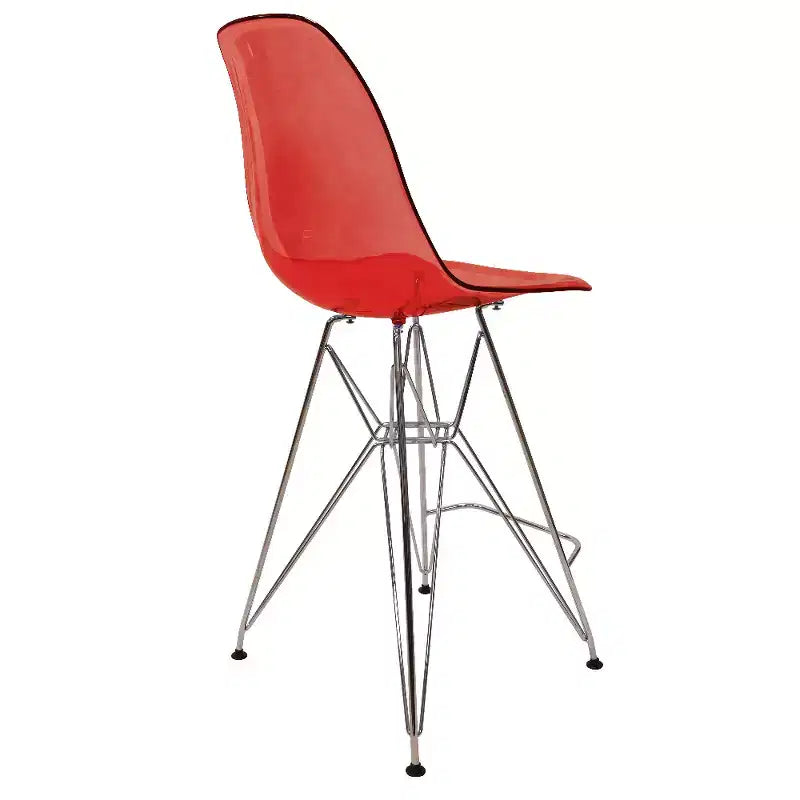 LeisureMod Cresco Modern Acrylic Barstool Lightweight Steel Frame and Footrest Counter Stool for Kitchen Island, Home Bar, or Dining Area Set of 2