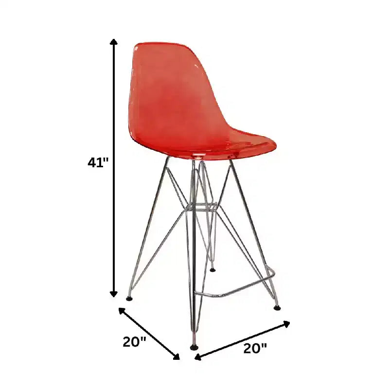 LeisureMod Cresco Modern Acrylic Barstool Lightweight Steel Frame and Footrest Counter Stool for Kitchen Island, Home Bar, or Dining Area Set of 2
