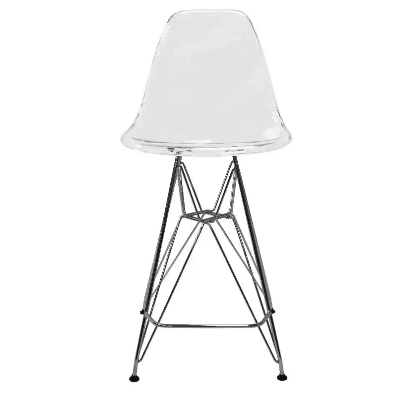 LeisureMod Cresco Modern Acrylic Barstool Lightweight Steel Frame and Footrest Counter Stool for Kitchen Island, Home Bar, or Dining Area Set of 2