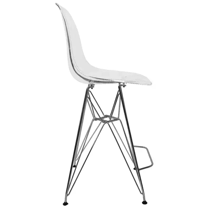 LeisureMod Cresco Modern Acrylic Barstool Lightweight Steel Frame and Footrest Counter Stool for Kitchen Island, Home Bar, or Dining Area Set of 2