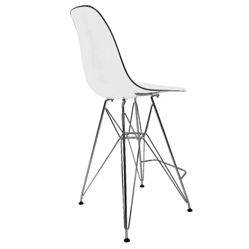 LeisureMod Cresco Modern Acrylic Barstool Lightweight Steel Frame and Footrest Counter Stool for Kitchen Island, Home Bar, or Dining Area Set of 2