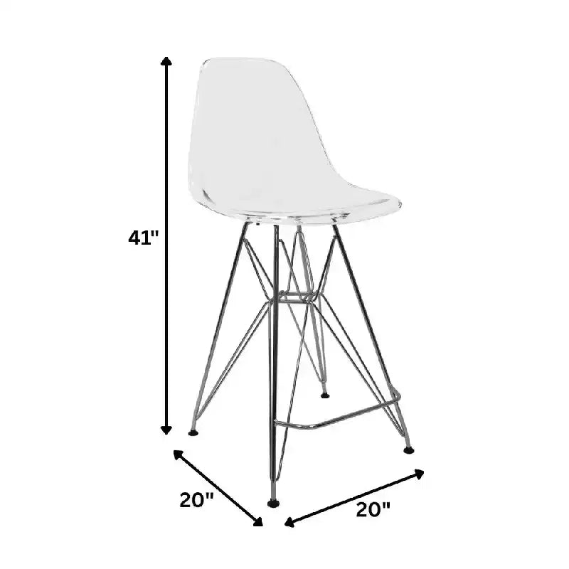LeisureMod Cresco Modern Acrylic Barstool Lightweight Steel Frame and Footrest Counter Stool for Kitchen Island, Home Bar, or Dining Area Set of 2