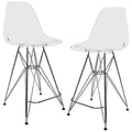 LeisureMod Cresco Modern Acrylic Barstool Lightweight Steel Frame and Footrest Counter Stool for Kitchen Island, Home Bar, or Dining Area Set of 2