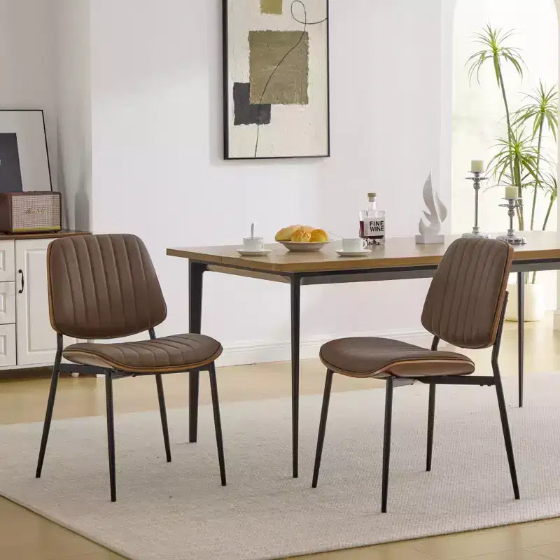 GDFStudio Sera Mid-Century Modern Upholstered Dining Chairs (Set of 2)