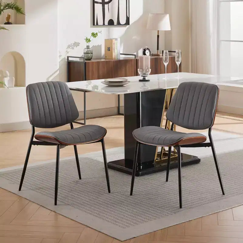 GDFStudio Sera Mid-Century Modern Upholstered Dining Chairs (Set of 2)