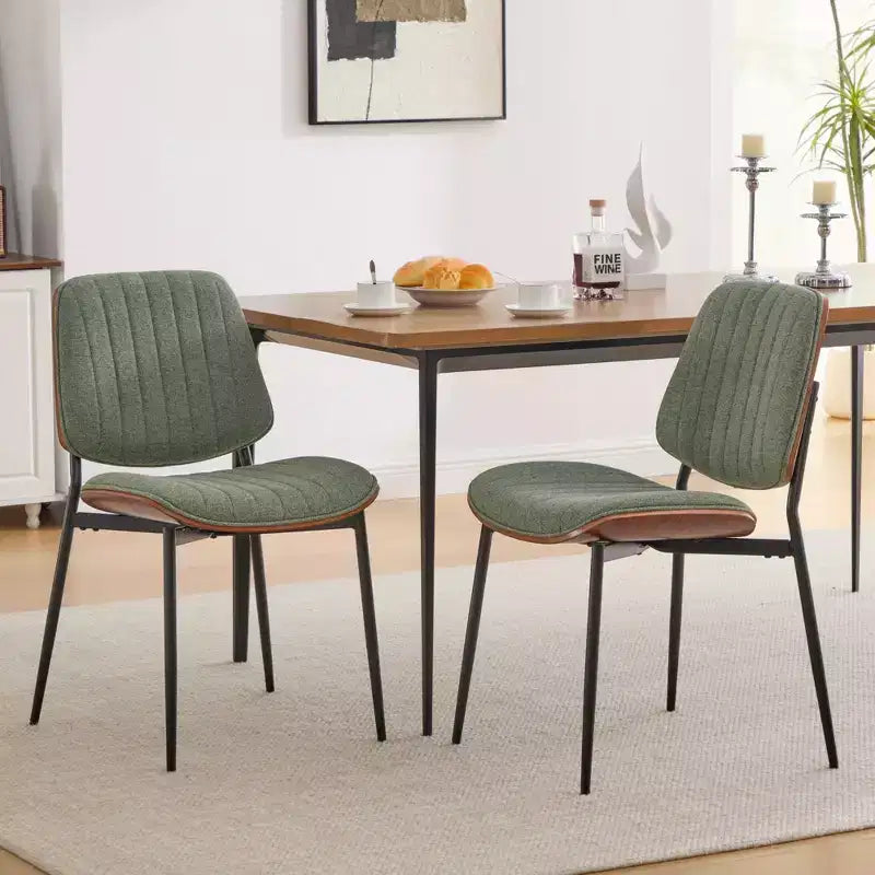 GDFStudio Sera Mid-Century Modern Upholstered Dining Chairs (Set of 2)