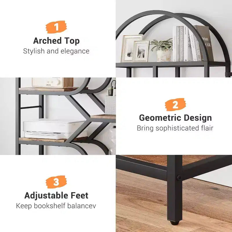 81.7 Tall 6-BookShelf Open Storage,Modern Arched Bookcase , Unit for Living Room, Office or Bedroom