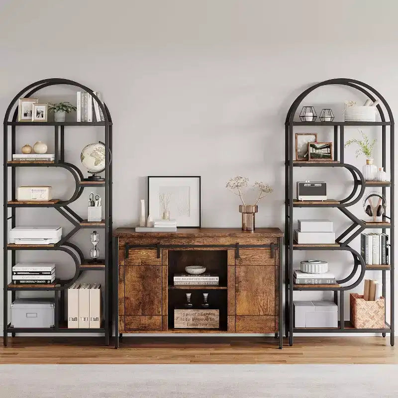 81.7 Tall 6-BookShelf Open Storage,Modern Arched Bookcase , Unit for Living Room, Office or Bedroom