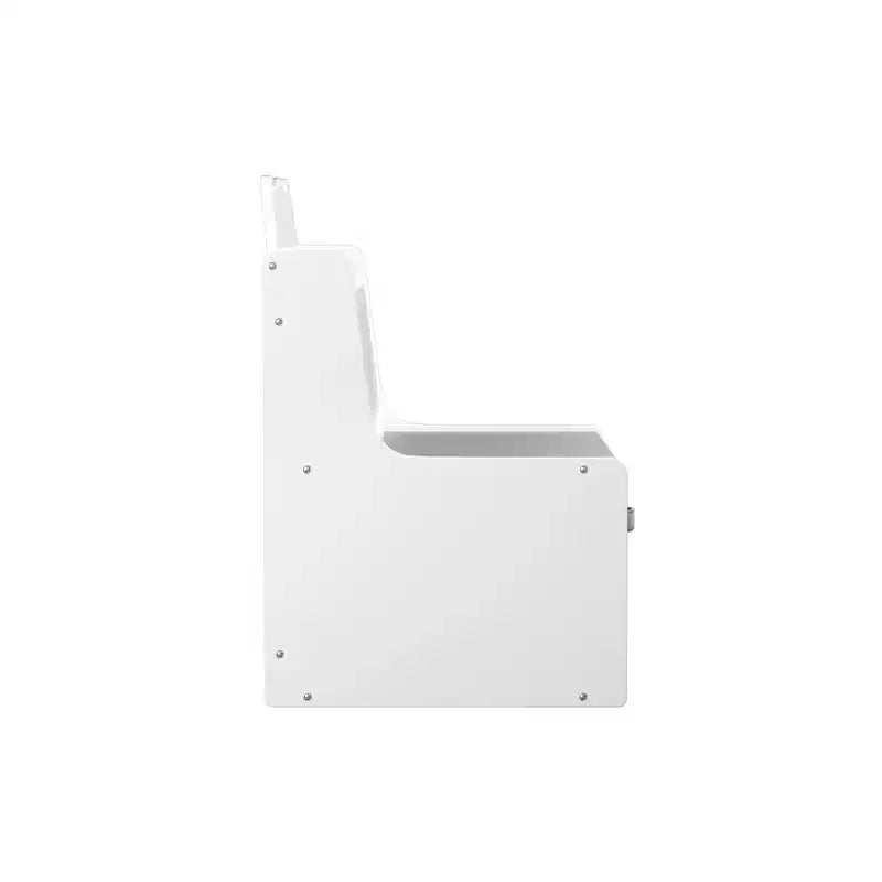 Whisen Kids Bookshelf with Storage Bins, Book Display Shelf and 2 Fabric Bins, Cute Bear-Shaped Backboard - White & Gray