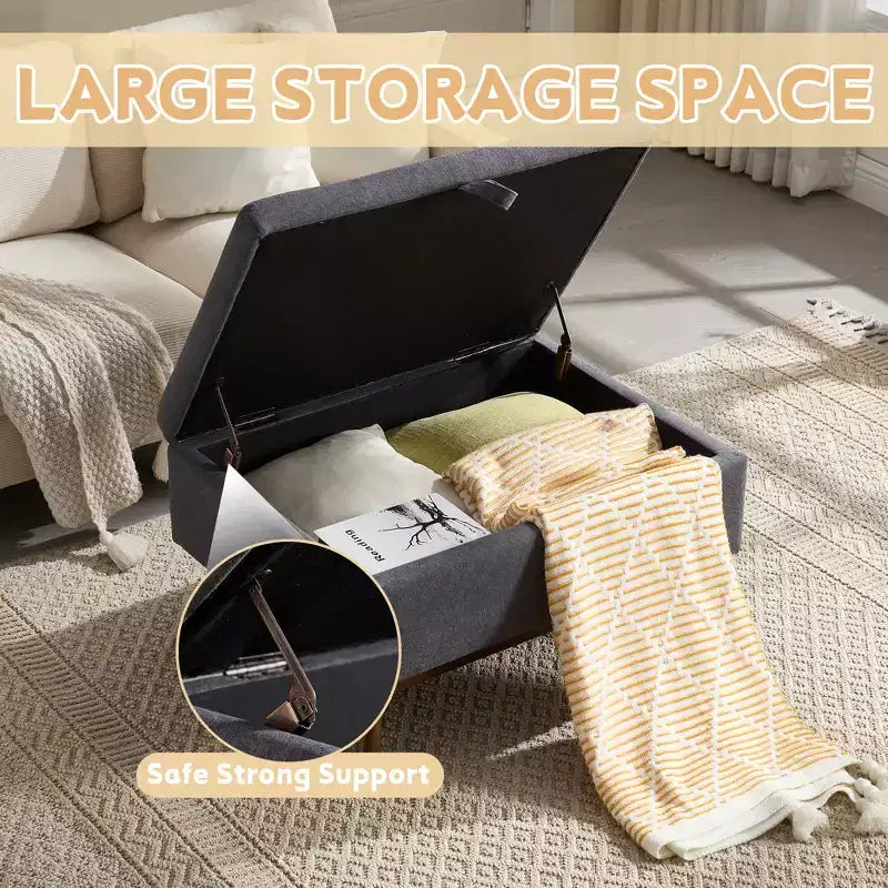 GDFStudio Josephine Mid-Century Modern Lift-Top Upholstered Storage Ottoman