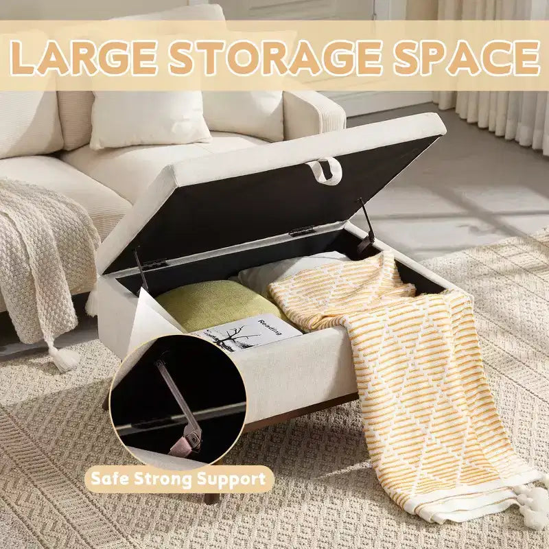 GDFStudio Josephine Mid-Century Modern Lift-Top Upholstered Storage Ottoman