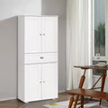 HOMCOM 72 Freestanding Kitchen Pantry Cabinet with 2 Large Double Door Cabinets and 1 Center Drawer, White