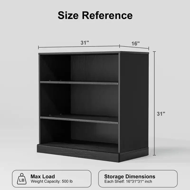 PexFix 31x31x16 Doorless Wood Bookshelf Storage Cabinet Bookcase&Office Cabinet for Kitchen Bedroom Entryway Living Room Dinning Room Black